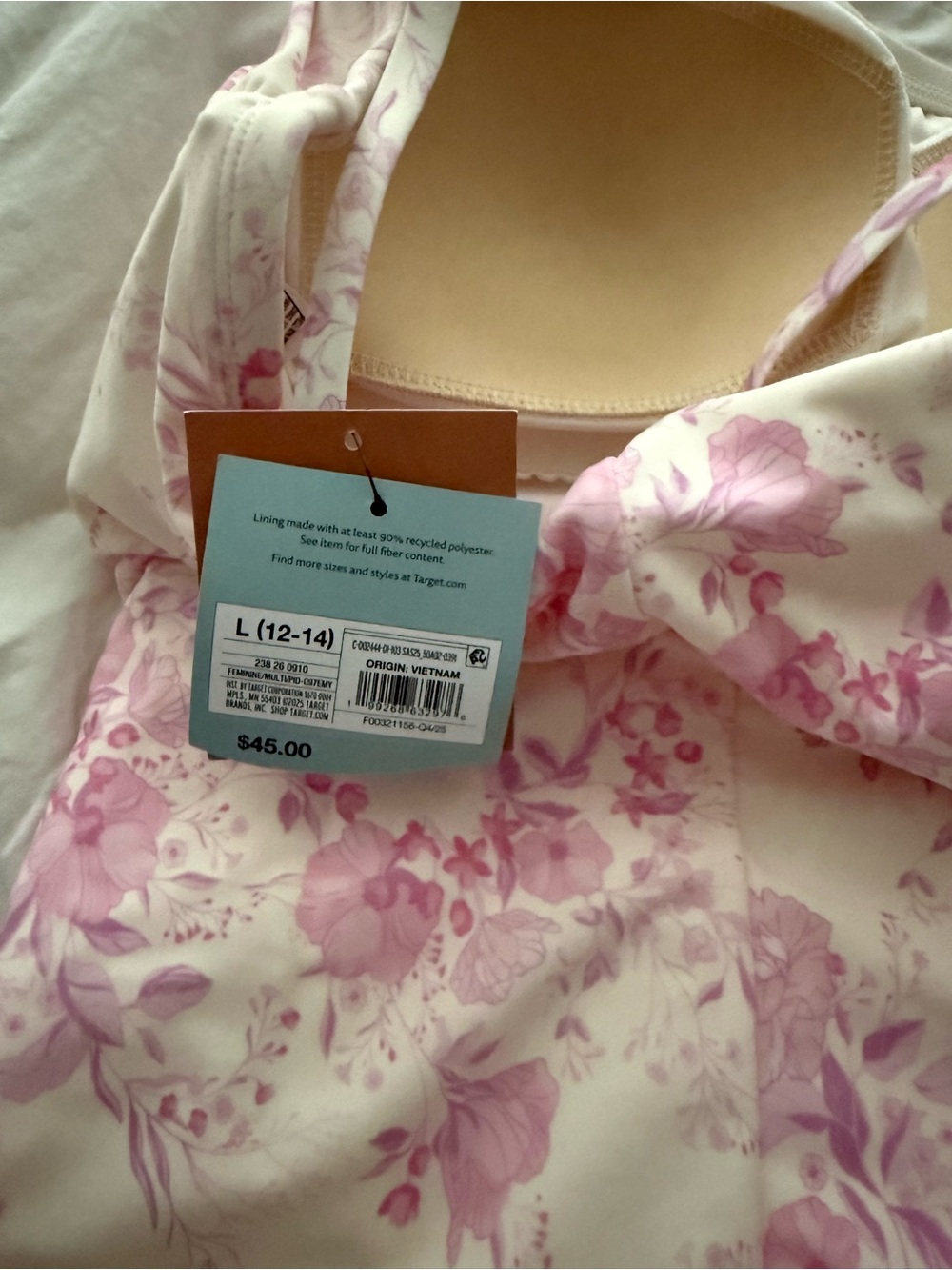 Target Pink Floral Ruched One-Piece Swimsuit - Picture 3 of 4